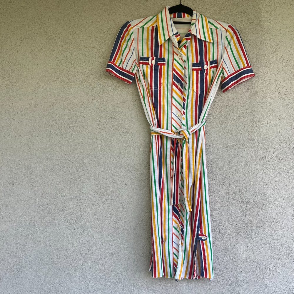 Vintage Striped Button Down Dress with Matching Belt